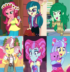 Size: 1623x1658 | Tagged: safe, edit, edited screencap, screencap, gloriosa daisy, juniper montage, kiwi lollipop, princess thunder guts, supernova zap, vignette valencia, wallflower blush, dog, equestria girls, equestria girls specials, g4, lost and pound, lost and pound: rarity, lost and pound: spike, my little pony equestria girls: better together, my little pony equestria girls: forgotten friendship, my little pony equestria girls: legend of everfree, my little pony equestria girls: movie magic, my little pony equestria girls: rollercoaster of friendship, cellphone, clothes, computer, costume, cropped, garden, k-lo, magical geodes, microphone, one eye closed, phone, postcrush, redeemed six, reformed villain, su-z, wink, wrong aspect ratio