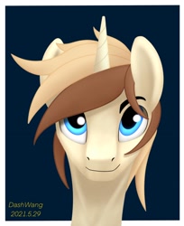 Size: 1668x2049 | Tagged: safe, artist:dash wang, oc, oc:cream brun, pony, unicorn, bust, looking at you, portrait, solo