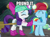 Size: 500x373 | Tagged: safe, edit, edited screencap, screencap, rainbow dash, rarity, pegasus, pony, unicorn, g4, season 8, the end in friend, boots, caption, eyes closed, female, gritted teeth, helmet, hoofbump, image macro, mining helmet, miraculous ladybug, pound it, shoes, teeth, text