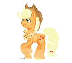 Size: 1574x1370 | Tagged: safe, artist:soft_angel, applejack, earth pony, pony, g4, g5, the last problem, female, g4 to g5, simple background, solo, white background