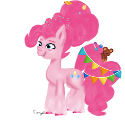 Size: 720x693 | Tagged: safe, artist:soft_angel, pinkie pie, earth pony, pony, g4, g5, female, g4 to g5, simple background, solo, white background