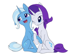 Size: 1779x1371 | Tagged: safe, artist:dusthiel, rarity, trixie, pony, g4, female, lesbian, rarixie, shipping, simple background, transparent background