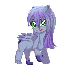 Size: 2000x2000 | Tagged: safe, artist:sakimiaji, oc, oc only, oc:jenny feathers, griffon, hybrid, pegasus, pony, chibi, cute, feather, female, happy, high res, mare, original art, request, requested art, simple background, smol, solo, tiny, transparent background, wings