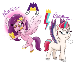 Size: 1280x1087 | Tagged: safe, artist:pixelemelee, pipp petals, zipp storm, pegasus, pony, g5, adorapipp, adorazipp, cute, duo, female, red eyes, red-eyed pipp, royal sisters (g5), siblings, simple background, sisters, transparent background