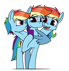 Size: 4600x4800 | Tagged: safe, artist:dacaoo, rainbow dash, pegasus, pony, g4, cellphone, multiple heads, phone, selfie, simple background, smartphone, solo, three heads, three-headed pony, transparent background, varying degrees of want, wing hands, wings
