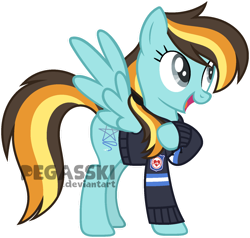 Size: 1024x974 | Tagged: safe, artist:pegasski, oc, oc only, oc:star sketcher, pegasus, pony, g4, clothes, female, hoodie, mare, simple background, solo, transparent background