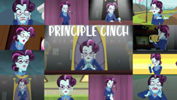 Size: 1280x721 | Tagged: safe, edit, edited screencap, editor:quoterific, screencap, dean cadance, princess cadance, principal abacus cinch, equestria girls, g4, my little pony equestria girls: friendship games, eyes closed, female, glasses, misspelling, offscreen character, solo