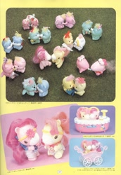 Size: 1102x1600 | Tagged: safe, photographer:pranceatron, baby lily, baby popo, pony, g1, official, bow, bubble bath, catalog, hair bow, irl, japanese, pacifier, photo, takara pony, toy, wagon