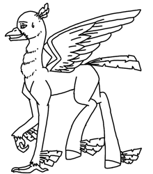 Size: 661x751 | Tagged: safe, artist:agdapl, classical hippogriff, hippogriff, base, crossover, hippogriffied, lineart, male, monochrome, solo, species swap, team fortress 2