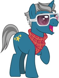 Size: 3000x3998 | Tagged: safe, artist:cloudy glow, fashion plate, pony, unicorn, canterlot boutique, g4, season 5, bandana, high res, male, raised hoof, simple background, solo, stallion, transparent background, vector