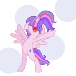 Size: 1280x1280 | Tagged: safe, artist:snowstorm9423cc, oc, oc only, alicorn, pony, a friend in deed, g4, bipedal, female, nose in the air, open mouth, solo, trade, y pose