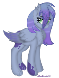 Size: 720x960 | Tagged: safe, artist:madlilon2051, oc, oc only, oc:jenny feathers, griffon, hybrid, pegasus, pony, cheek fluff, chest fluff, ear fluff, eyelashes, feather, female, fluffy, mare, original art, paws, request, requested art, simple background, solo, transparent background, unamused, wings