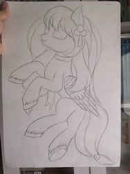 Size: 1080x1440 | Tagged: safe, artist:henry forewen, pegasus, pony, hooves, monochrome, sketch, solo, traditional art