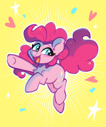 Size: 1223x1464 | Tagged: safe, artist:oofycolorful, pinkie pie, earth pony, pony, g4, cute, diapinkes, female, happy, happy birthday, heart, mare, open mouth, ponk, simple background, smiling, starry eyes, stars, wingding eyes