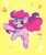 Size: 1223x1464 | Tagged: safe, artist:oofycolorful, pinkie pie, earth pony, pony, g4, cute, diapinkes, female, happy, happy birthday, heart, mare, open mouth, ponk, simple background, smiling, starry eyes, stars, wingding eyes