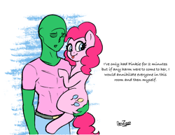 Size: 2402x1852 | Tagged: safe, artist:datzigga, pinkie pie, oc, oc:anon, earth pony, pony, g4, :p, brooklyn nine nine, carrying, tongue out