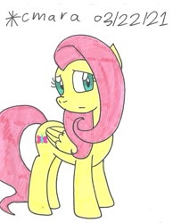 Size: 794x1021 | Tagged: safe, artist:cmara, fluttershy, pegasus, pony, g4, female, mare, simple background, solo, traditional art, white background