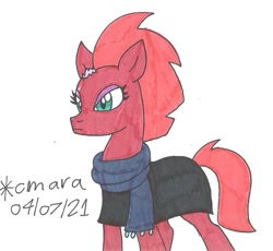 Size: 987x910 | Tagged: safe, artist:cmara, fizzlepop berrytwist, tempest shadow, pony, unicorn, g4, my little pony: the movie, broken horn, clothes, eye scar, female, horn, mare, robe, scar, scarf, simple background, solo, traditional art, white background