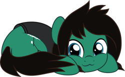 Size: 5000x3074 | Tagged: safe, artist:jhayarr23, earth pony, pony, :3, bring me the horizon, clothes, commission, looking at you, looking back, looking back at you, lying down, male, ponified, prone, shirt, simple background, stallion, t-shirt, tom sykes, transparent background, ych result