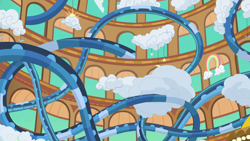 Size: 1280x720 | Tagged: safe, screencap, g4, grannies gone wild, background, cloud, las pegasus, no pony, scenery, scenic ponyville, wild blue yonder
