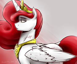 Size: 3000x2500 | Tagged: safe, artist:lrusu, oc, oc only, oc:queen poland, alicorn, pony, alicorn oc, crown, female, high res, horn, jewelry, mare, nation ponies, poland, regalia, solo, wings