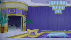 Size: 1280x720 | Tagged: safe, screencap, cat, g4, grannies gone wild, background, bed, couch, hotel, hotel room, las pegasus, liminal space, no pony, scenic ponyville