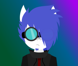 Size: 789x662 | Tagged: safe, artist:isaac_pony, oc, oc only, oc:blue snow, oc:isaac pony, earth pony, pony, semi-anthro, bust, clothes, glasses, hacker, male, necktie, rainbow background, retro, shirt, solo, vector