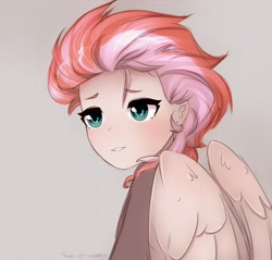 Size: 2000x1912 | Tagged: safe, artist:radioaxi, oc, oc only, oc:lighty dust, human, pegasus, humanized, humanized oc, multicolored hair, simple background, wings