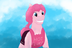 Size: 7600x5097 | Tagged: safe, artist:theenderrebel, pinkie pie, earth pony, pony, g4, clothes, grin, shirt, smiling, solo