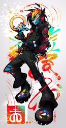 Size: 2000x3835 | Tagged: safe, artist:xelldrk, equestria girls, g4, boots, clothes, commission, drop dead clothing, equestria girls-ified, high res, hoodie, jeans, male, oliver sykes, paint stains, paintbrush, pants, ring (sonic), ripped jeans, ripped pants, shoes, solo, sonic the hedgehog, sonic the hedgehog (series), torn clothes