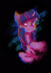 Size: 1600x2264 | Tagged: safe, artist:penny-wren, twilight sparkle, pony, g4, abstract background, chromatic aberration, female, mare, procreate app, solo, synthwave