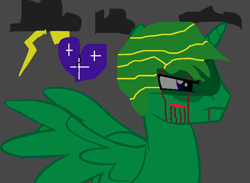 Size: 600x438 | Tagged: safe, artist:kevan94, oc, oc only, oc:kevan, alicorn, pony, base used, black clouds, blood, heart, injured, lightning, ms paint, scar, shadow, solo
