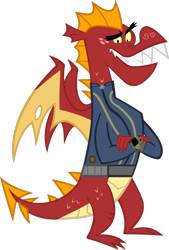 Size: 900x1329 | Tagged: safe, artist:php170, artist:thesharp0ne, garble, dragon, fallout equestria, dragon quest, g4, clothes, dragon wings, dragons wearing clothes, fallout, jumpsuit, looking at you, male, pipboy, simple background, smiling, smiling at you, solo, spread wings, teenaged dragon, transparent background, vault suit, vector, wings