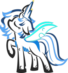 Size: 4624x4966 | Tagged: safe, artist:up1ter, oc, oc only, oc:sinari, changeling, eyes closed, lineart, raised hoof, simple background, solo, transparent background