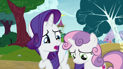 Size: 1280x720 | Tagged: safe, editor:rarity vrymer collective, screencap, rarity, sweetie belle, forever filly, g4, female