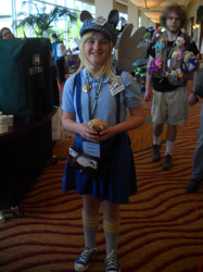 Size: 1024x1366 | Tagged: safe, artist:arcticshadowfox, derpy hooves, human, g4, clothes, converse, cosplay, costume, everfree northwest, everfree northwest 2015, hat, irl, irl human, photo, shoes, skirt, sneakers