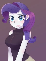 Size: 1620x2160 | Tagged: safe, artist:haibaratomoe, rarity, equestria girls, adorasexy, bare shoulders, blushing, breasts, busty rarity, clothes, cute, doodle, female, looking at you, open mouth, raribetes, sleeveless, sleeveless turtleneck, solo, standing