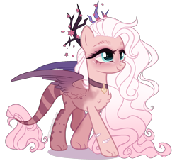 Size: 1600x1500 | Tagged: safe, artist:gihhbloonde, oc, oc only, hybrid, pony, female, interspecies offspring, offspring, parent:discord, parent:fluttershy, parents:discoshy, simple background, solo, transparent background
