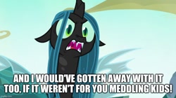 Size: 888x499 | Tagged: safe, edit, edited screencap, screencap, queen chrysalis, g4, season 6, to where and back again, caption, image macro, scooby-doo!, sharp teeth, teeth, text