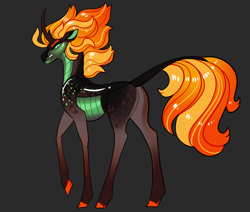 Size: 2600x2200 | Tagged: safe, artist:loryska, oc, oc only, changepony, hybrid, pony, crack ship offspring, gray background, high res, interspecies offspring, magical lesbian spawn, offspring, parent:queen chrysalis, parent:sunset shimmer, parents:chryshimmer, simple background, solo