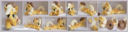 Size: 5904x1512 | Tagged: safe, artist:calusariac, applejack, pony, g4, hat, irl, lying down, photo, plushie, prone, solo