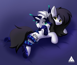Size: 2250x1900 | Tagged: source needed, useless source url, safe, artist:delta hronum, oc, oc only, original species, pony, unicorn, bed, cute, hugging a pony, solo