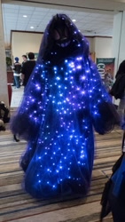 Size: 720x1280 | Tagged: safe, tantabus, human, g4, christmas lights, clothes, cosplay, costume, everfree northwest, everfree northwest 2017, irl, irl human, mask, photo, robe