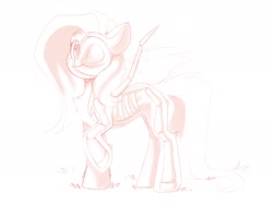 Size: 2048x1536 | Tagged: safe, artist:kebchach, fluttershy, pegasus, pony, freeny's hidden dissectibles, g4, bone, cross section, dissectibles, looking at you, skeleton, sketch, solo, spread wings, wings