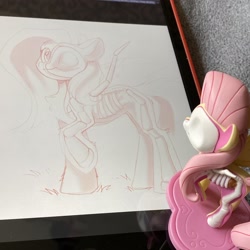 Size: 2048x2048 | Tagged: safe, artist:kebchach, fluttershy, pegasus, pony, freeny's hidden dissectibles, g4, bone, cross section, dissectibles, high res, irl, looking at you, merchandise, photo, picture, skeleton, sketch, solo, spread wings, toy, wings