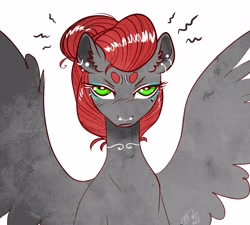 Size: 3264x2937 | Tagged: safe, artist:opalacorn, oc, oc only, oc:void, pegasus, pony, ear piercing, earring, high res, jewelry, looking at you, piercing, solo, spread wings, unamused, wings