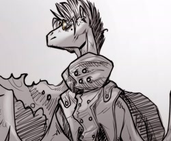 Size: 2048x1685 | Tagged: safe, artist:opalacorn, pony, ponified, sketch, solo, sunglasses, trigun, vash the stampede