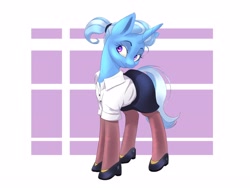 Size: 4000x3000 | Tagged: safe, artist:galinn-arts, trixie, pony, unicorn, g4, alternate hairstyle, clothes, cute, diatrixes, female, high heels, mare, shirt, shoes, skirt, solo, stockings, teacher, thigh highs