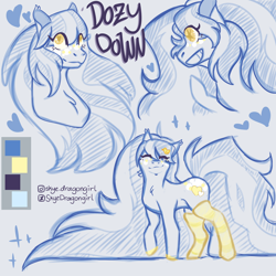 Size: 3000x3000 | Tagged: safe, artist:skyedragongirl, oc, oc only, oc:dozy down, earth pony, pony, female, high res, mare, reference sheet, solo