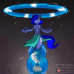 Size: 3126x3126 | Tagged: safe, artist:niban-destikim, oc, oc only, oc:agua, anthro, unguligrade anthro, angry, clothes, cutie mark, high res, loincloth, no source, partial nudity, patreon, patreon logo, patreon reward, simple background, solo, topless, water, waterbending